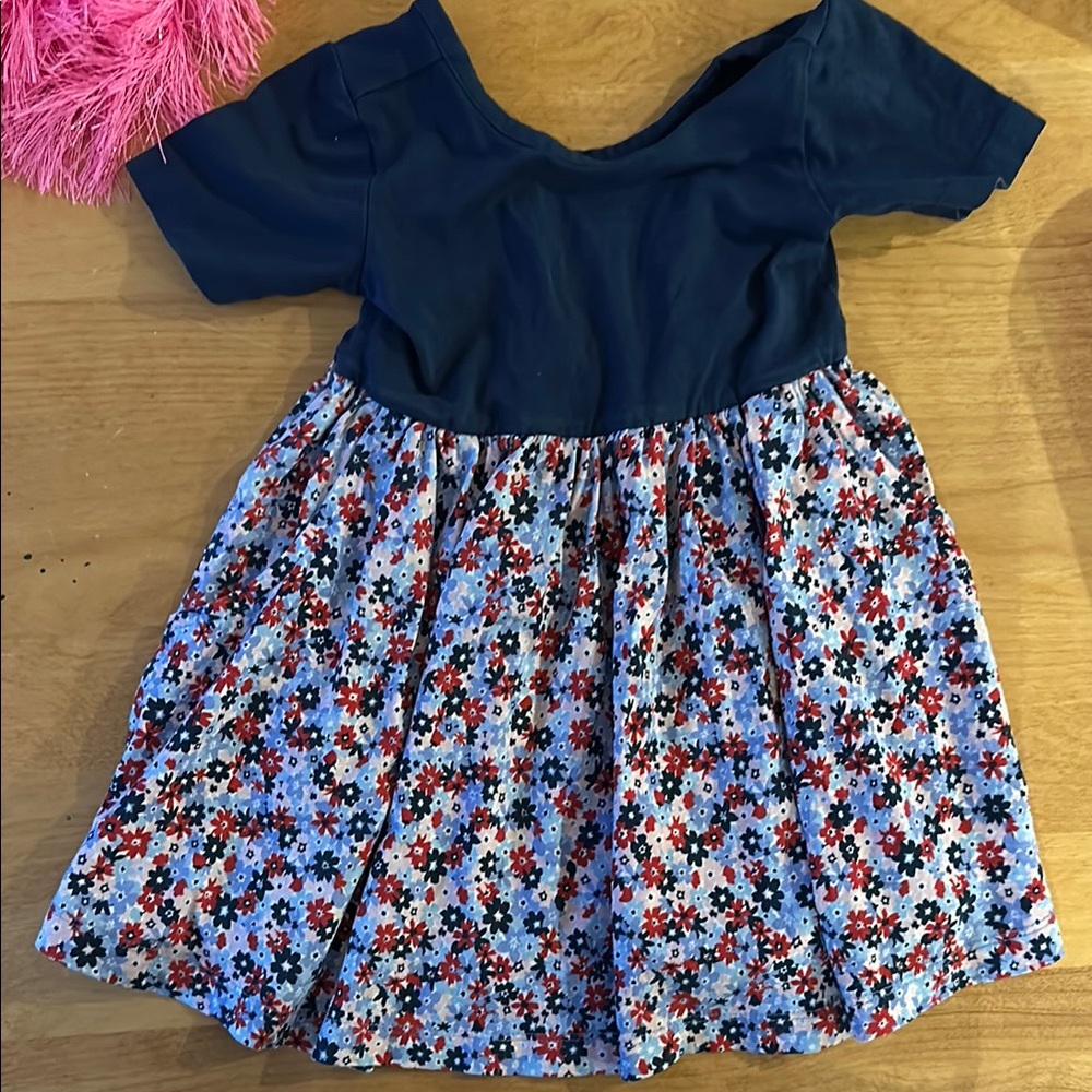 RUFFLEBUTTS 18-24m Floral Kids Dress in Navy and Multicolor